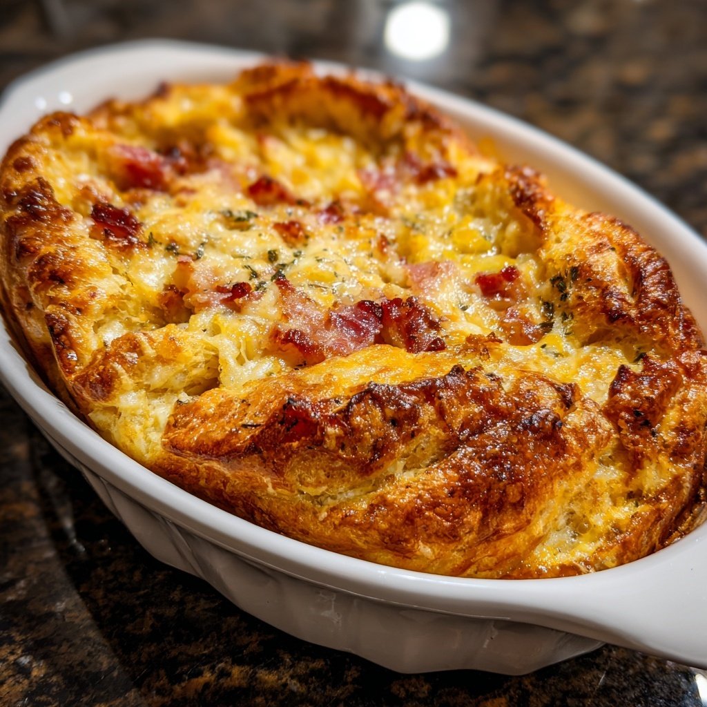 Ham And Cheese Croissant Breakfast Bake