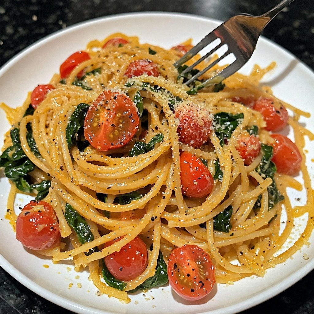 Delicious Spinach Tomato Pasta