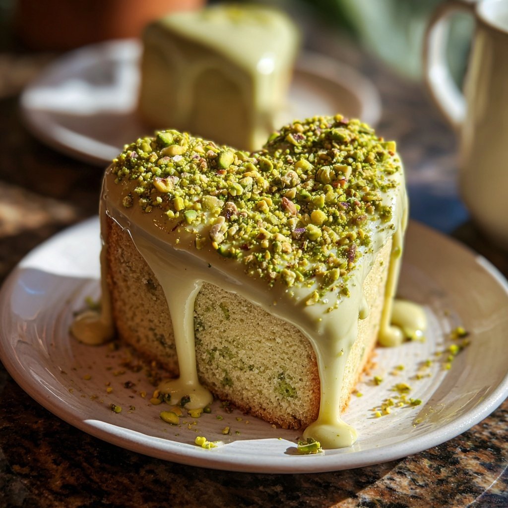 Mini Heart Cake with Pistachio Vanilla Frosting