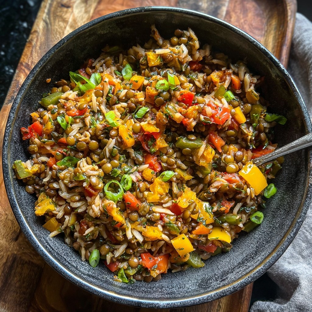 Jamaican Spiced Lentil Rice Bowl