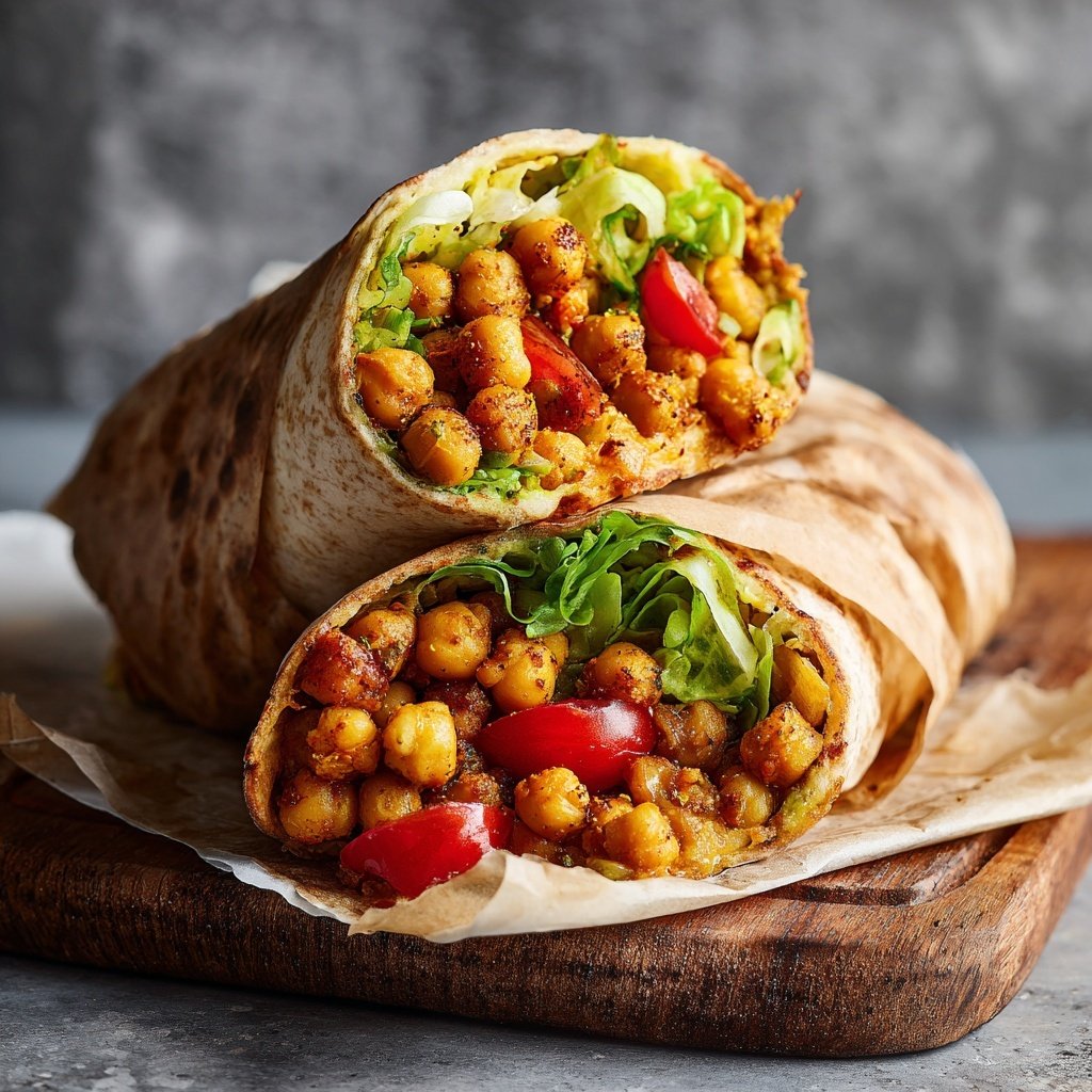 Healthy Lunch Mediterranean Chickpea Wrap