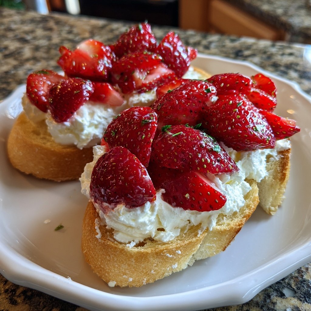 Bruschetta with Strawberries and Cream Cheese
